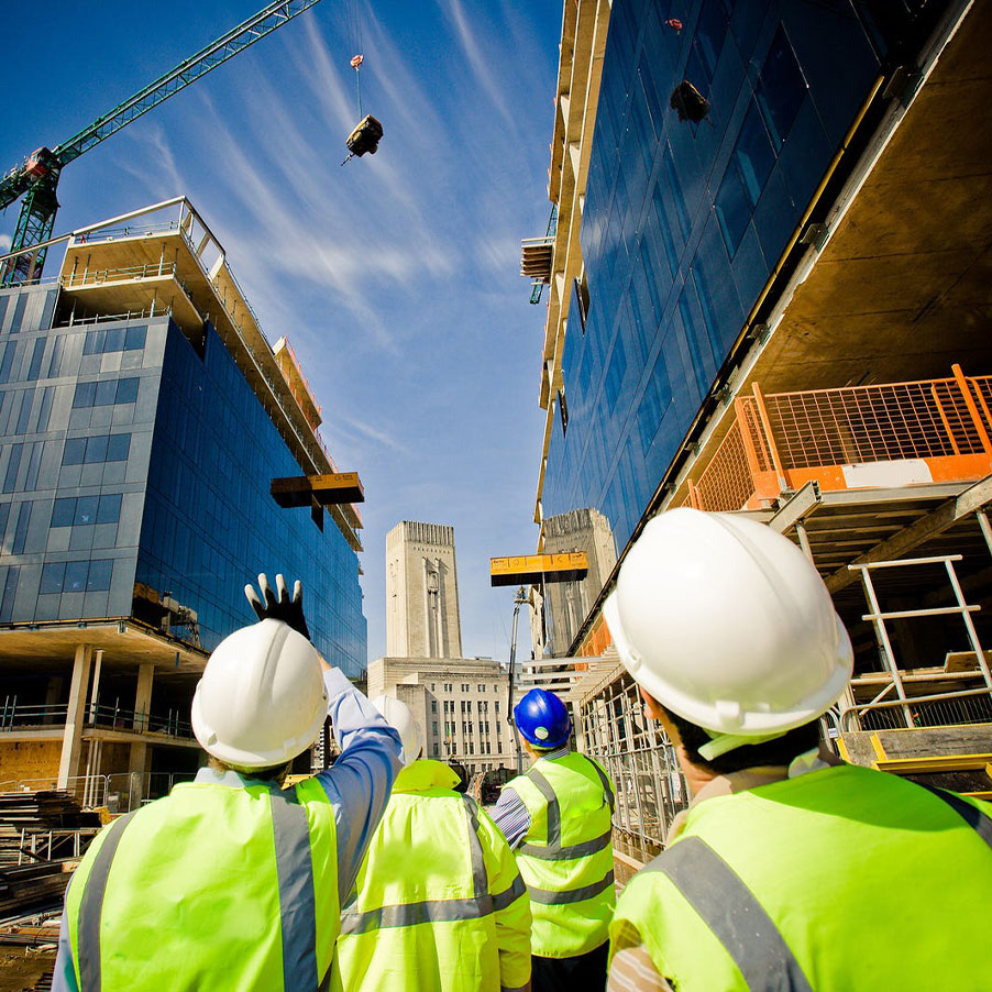 Modern ABZ Construction site with skilled workers